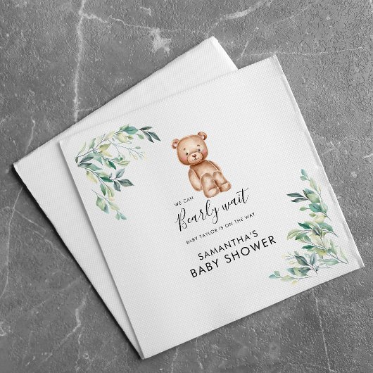 nauwelijks wachten eucalyptus script Baby shower p Servet