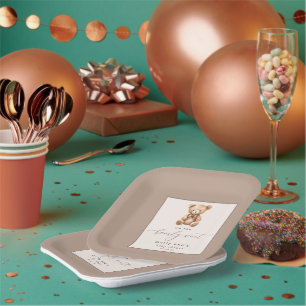 Nauwelijks wachten Neutraal Eenvoudig Baby shower Papieren Bordje