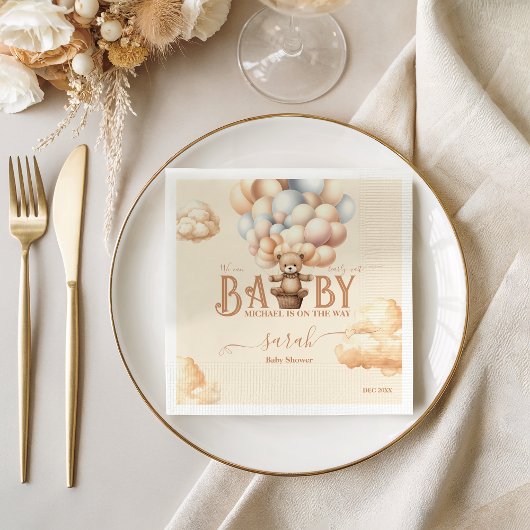 Nauwelijks wachten Teddy Bear Ballonnen Genderneut Servet