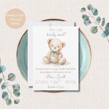 Nauwelijks Wachten Teddybeer Baby Shower Uitnodigi