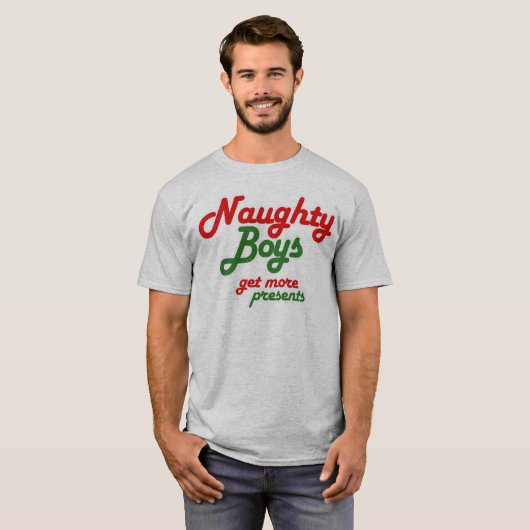 NAUWHTY BOYS KRIJGEN MEER CADEAUS T-SHIRT (Voorkant volledig)