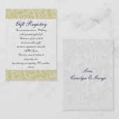 Nauwkeurig geel FAUX-lintruitensemmer bruiloft Visitekaartje (Voorkant / Achterkant)