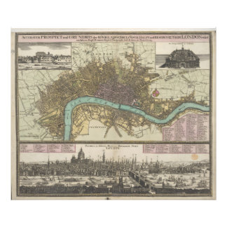 NAUWKEURIGE ENQUÊTE EN INDELING VAN LONDEN FOTO AFDRUK