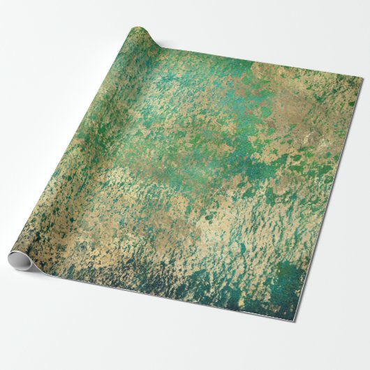 Nauwkeurige Gold Splatter op groen Cadeaupapier (Uitgerold)