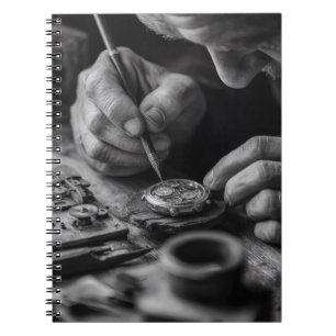 Nauwkeurige Handen Zwart Wit Watchmaker Notitieboe Notitieboek