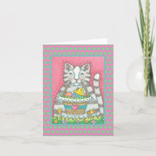 NAUWKEURIGE KITTEN EN EENVOUDIGERE BASKET, CAT, VE FEESTDAGEN KAART