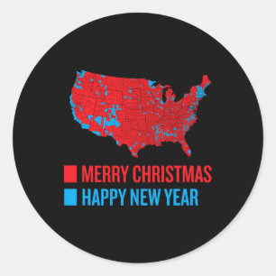 Nauwkeurige Verkiezingskaart Vrolijk Kerstfeest Ge Ronde Sticker
