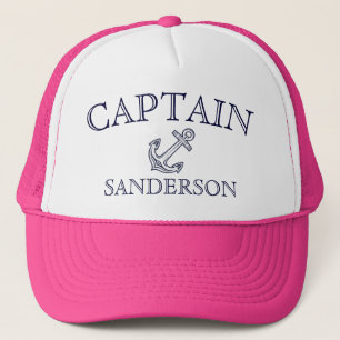 Nauze Captains Anchor Boat Name Pink baseball Trucker Pet