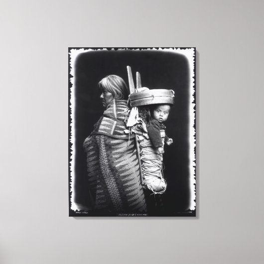 Navaho-vrouw met een papieren op haar rug canvas afdruk (Voorkant)