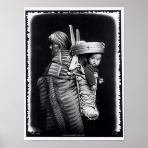 Navaho-vrouw met een papieren op haar rug poster