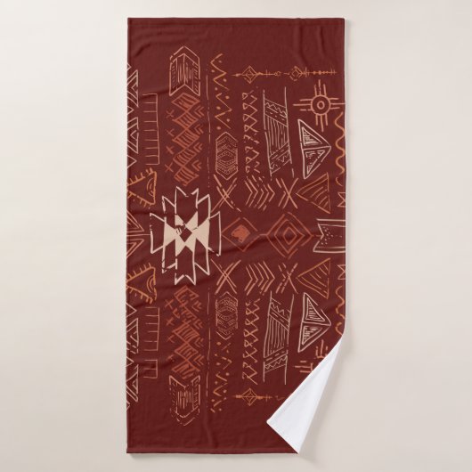 Navajo Azteken: Etnisch doodle patroon. Badhanddoek (Badhanddoek)