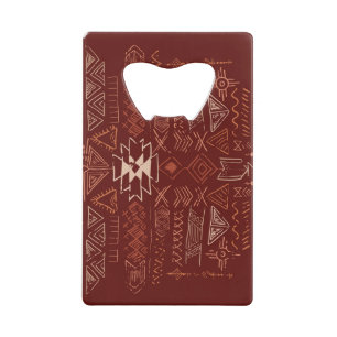 Navajo Azteken: Etnisch doodle patroon. Creditkaart Flessenopener