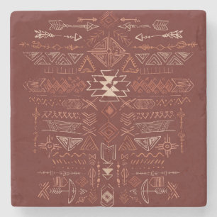 Navajo Azteken: Etnisch doodle patroon. Stenen Onderzetter