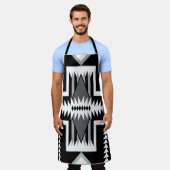 Navajo Black & Grey All-Over Print Apron Schort (Gedragen)