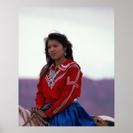 Navajo Girl op Horseback Poster (Voorkant)