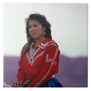 Navajo Girl op Horseback Tegeltje
