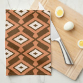 Navajo Ikat Pattern, Brown, Rust and Cream Theedoek (Quarter Fold)