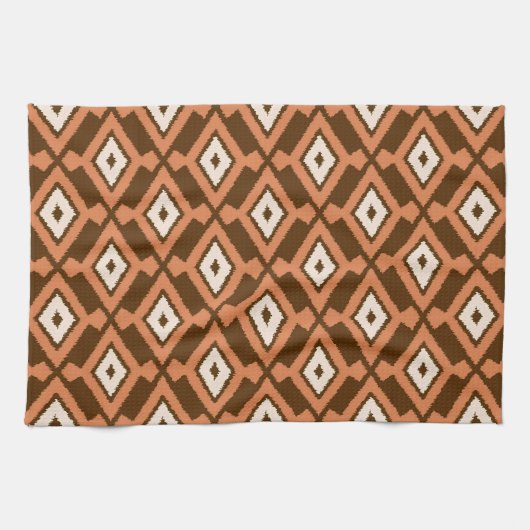 Navajo Ikat Pattern, Brown, Rust and Cream Theedoek (Horizontaal)