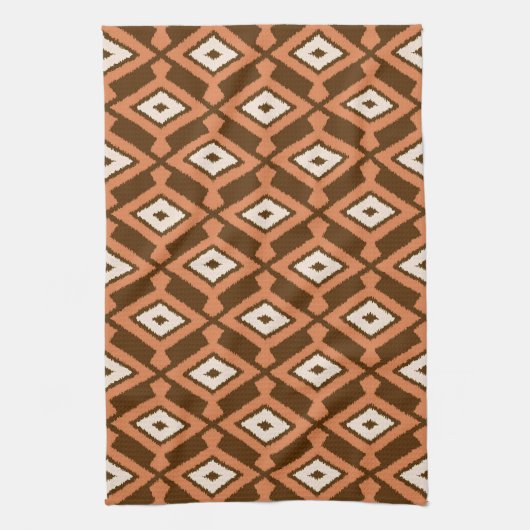 Navajo Ikat Pattern, Brown, Rust and Cream Theedoek (Verticaal)