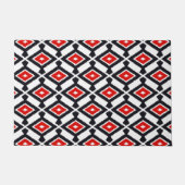 Navajo Ikat Pattern, Dark Red, Black and White Deurmat (Voorkant)