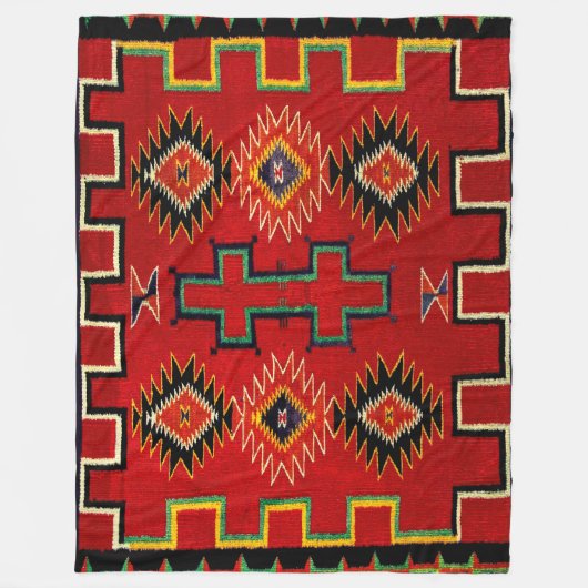 NAVAJO INDIAN 1890 HORSE SADDLE BLANKET FLEECE DEKEN (Voorkant)