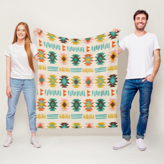 Navajo Native American Pattern Fleece Deken (In situ)