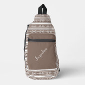 Navajo Patroon In Bruin en Wit Sling Bag (Voorkant)