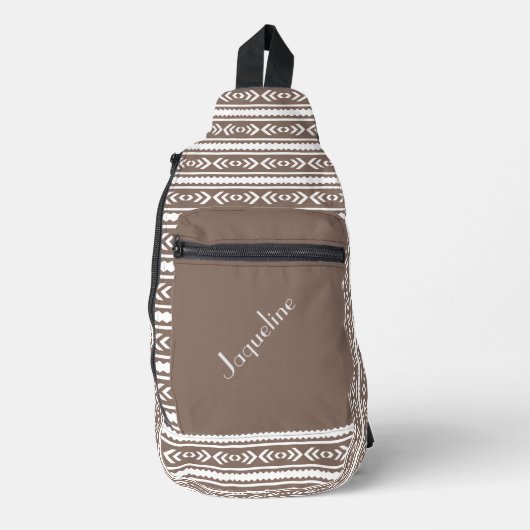 Navajo Patroon In Bruin en Wit Sling Bag (Voorkant)