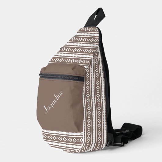 Navajo Patroon In Bruin en Wit Sling Bag (Rechterhoek)