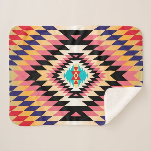 Navajo Pattern-2 Sherpa Blanket Sherpa Deken (Voorkant (horizontaal))