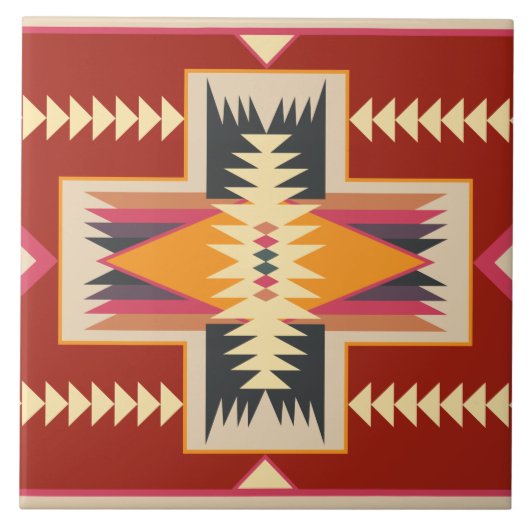 Navajo Pattern-3 Ceramic Tile Tegeltje (Voorkant)