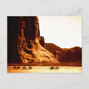 Navajo Riders in Canyon de Chelly 1904 , door Edwa Briefkaart