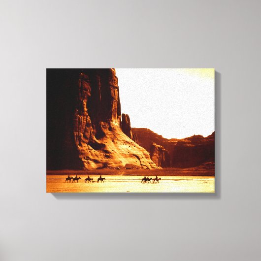 Navajo Riders in Canyon de Chelly 1904 , door Edwa Canvas Afdruk (Voorkant)