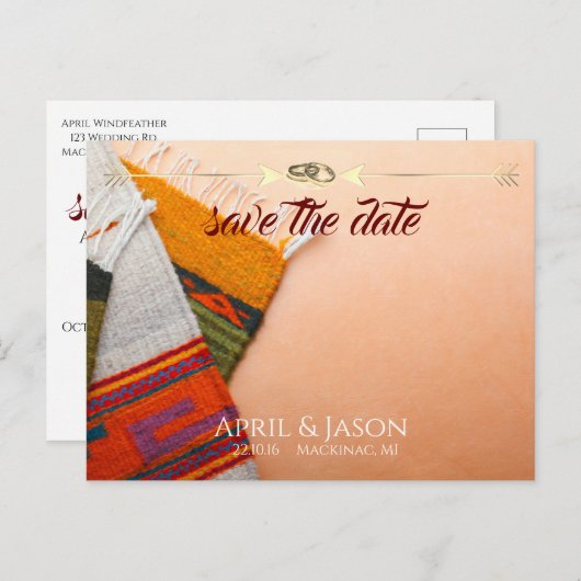 Navajo Rugs | De bekendmaking van de datum opslaan Aankondigingskaart (Voorkant / Achterkant)