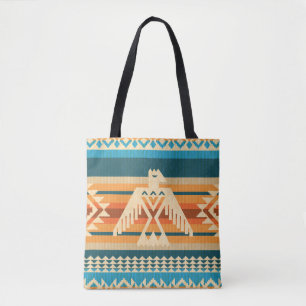 Navajo-stijl abstract naadloos patroon met adelaar tote bag