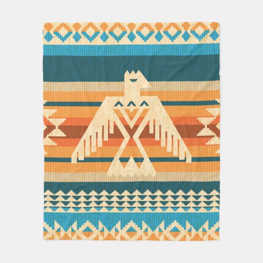 Navajo style abstract seamless pattern with eagle  fleece deken (Voorkant)