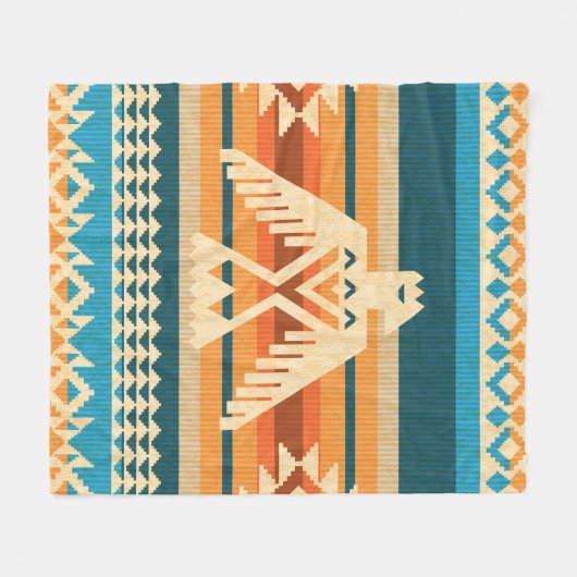 Navajo style abstract seamless pattern with eagle fleece deken (Voorkant (Horizontaal))