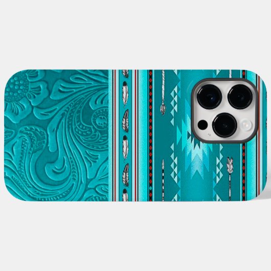 Navajo Tribal Turquoise Faux Leather Tool Case-Mate iPhone Case (Achterkant (horizontaal))