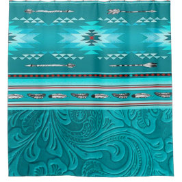 Navajo Tribal Turquoise Faux Leather Tool Douchegordijn