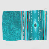Navajo Tribal Turquoise Faux Leather Tool Golfhanddoek (Horizontaal)