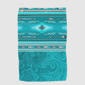 Navajo Tribal Turquoise Faux Leather Tool Golfhanddoek (Voorkant)