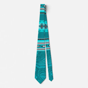 Navajo Tribal Turquoise Faux Leather Tool Stropdas