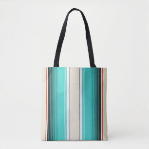 Navajo White, Turquoise Oranje Mexican Blanket Ser Tote Bag