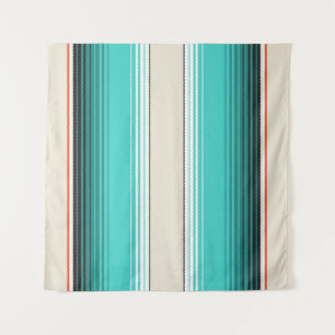 Navajo White, Turquoise Oranje Mexican Blanket Ser Wandkleed