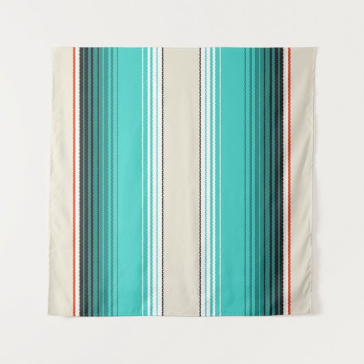 Navajo White, Turquoise Oranje Mexican Blanket Ser Wandkleed (Voorkant)
