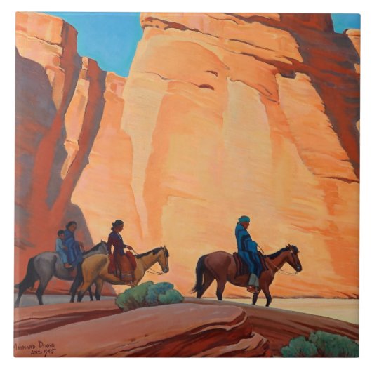 "Navajos in a Canyon" door Maynard Dixon Tegeltje (Voorkant)