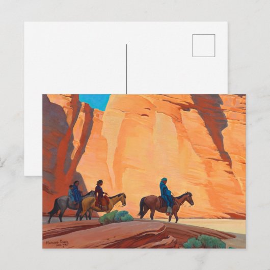 Navajos in een canyon door Maynard Dixon Briefkaart (Voorkant / Achterkant)