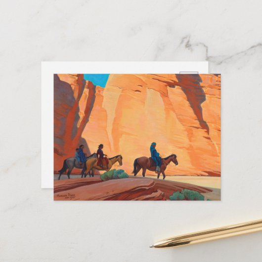 Navajos in een canyon door Maynard Dixon Briefkaart (Voorkant / Achterkant in situ)