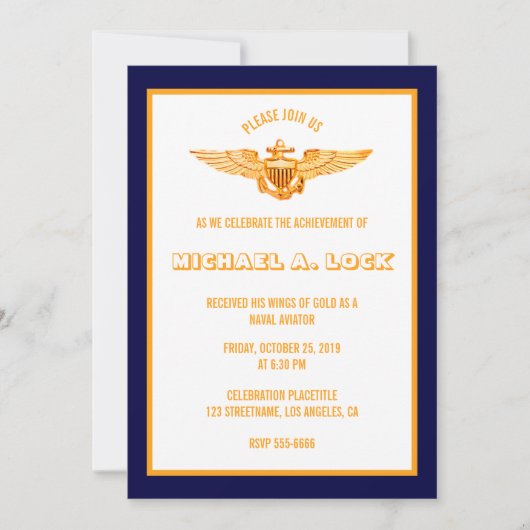 Naval Aviator/Wings of Gold Invitations Kaart (Voorkant)