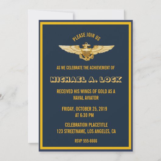 Naval Aviator/Wings of Gold Invitations Kaart (Voorkant)